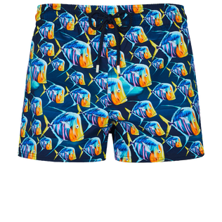 Men Short Swim Trunks Piranhas Navy front view