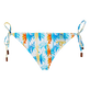 Braguita de bikini con nudo en los laterales y estampado Palms & Stripes para mujer de Vilebrequin x The Beach Boys Blanco vista frontal