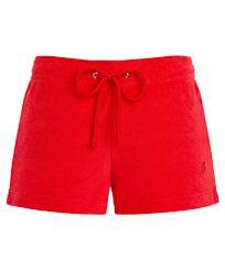 Pantalón corto en tejido de rizo liso para mujer - Vilebrequin x JCC+ - Edición limitada Amapola vista frontal