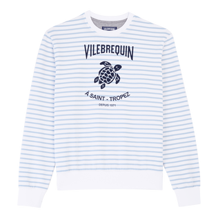 Men Cotton Striped Crewneck Sweatshirt Divine front view