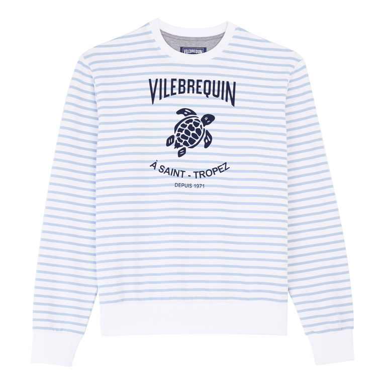 Vilebrequin Men Cotton Striped Crewneck Sweatshirt - Jorasses - Blue - Size L