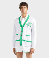 Turtle Jacquard Bicolor Cardigan aus Baumwolle für Herren Laser Vorderseite getragene Ansicht