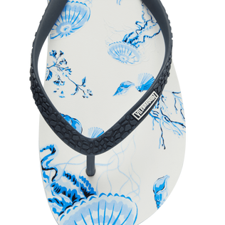 Chanclas con estampado Medusa and Shells para mujer Blanco detalles vista 5
