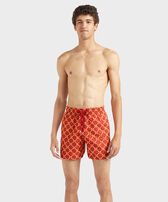 Men Swim Shorts Embroidered Homard Pixel - Limited Edition Lipstick front worn view