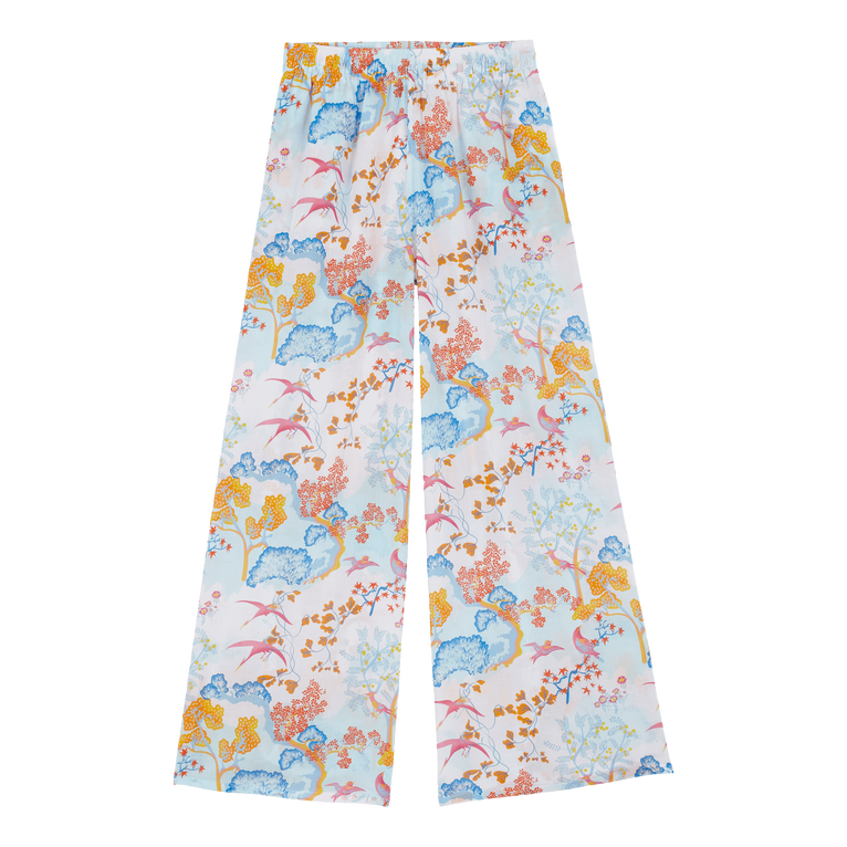 Women Cotton Pants Peaceful Trees - Line - White - Size L - Vilebrequin