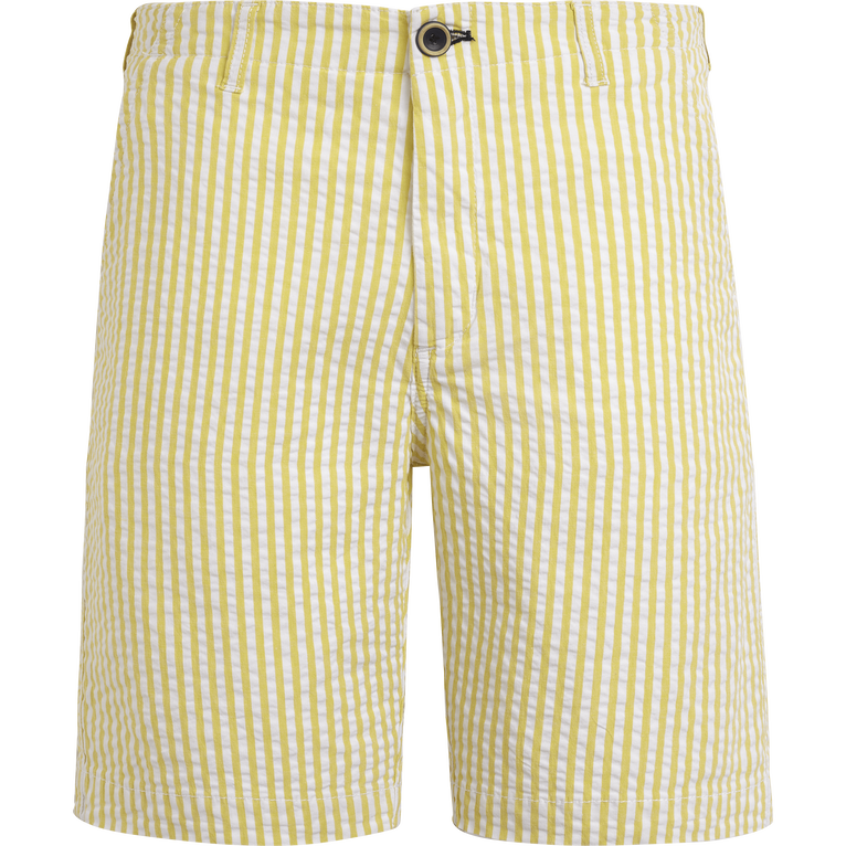 Men Chino Bermuda Ultra-light Seersucker - Ponche - Green - Size 33 - Vilebrequin
