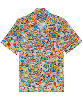 Chemise bowling en lin homme Animals - Vilebrequin x Okuda San Miguel Multicolore vue de face