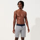 Maillot de bain homme en laine mérinos Carreaux - Vilebrequin x The Woolmark Company Gris/bleu vue portée de face