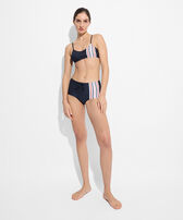 Women Bustier Bikini Top - Vilebrequin x Ines de la Fressange Navy 正面穿戴视图