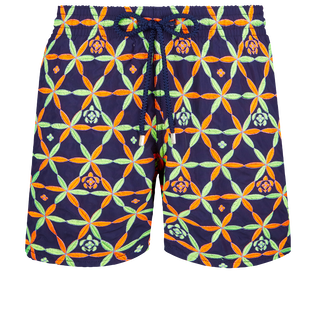 Men Swim Trunks Embroidered Indian Ceramic - Limited Edition Sapphire front view