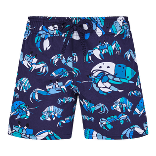 Pantaloncini mare bambino elasticizzati Hermit Crabs Blu marine vista frontale