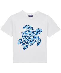 T-shirt en coton garçon Turtles Leopard Blanc vue de face
