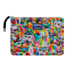 Linen Beach Pouch Animals - Vilebrequin x Okuda San Miguel Multicolor front view
