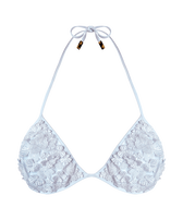 Women Triangle Bikini Top Embroidered Guipure Florale White front view