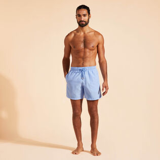 Men Swim Shorts Solid Flax flower front worn view
