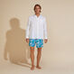 Camisa de lino lisa para hombre Blanco vista frontal desgastada