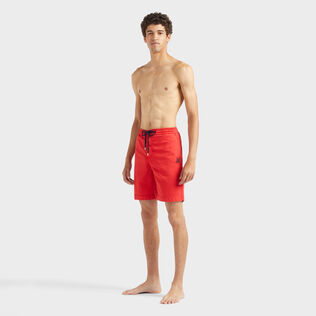 Men Cotton Stretch Bermuda Shorts Turtle Poppy red front worn view