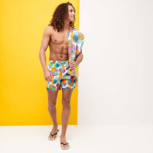 Men Swim Trunks Marguerites White details view 4