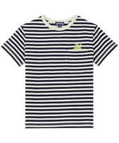 Camiseta en algodón orgánico para niño Marino / blanco vista frontal