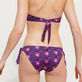 Braguita de bikini de corte brasileño con tiras anudadas en los laterales y estampado Hypno Shell para mujer Azul marino vista trasera desgastada