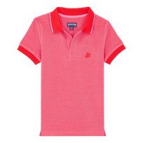 Polo de algodón de color liso cambiante para niño Amapola vista frontal