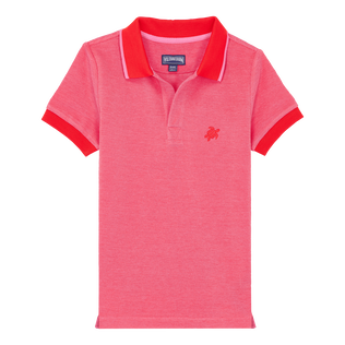 Polo de algodón de color liso cambiante para niño Amapola vista frontal