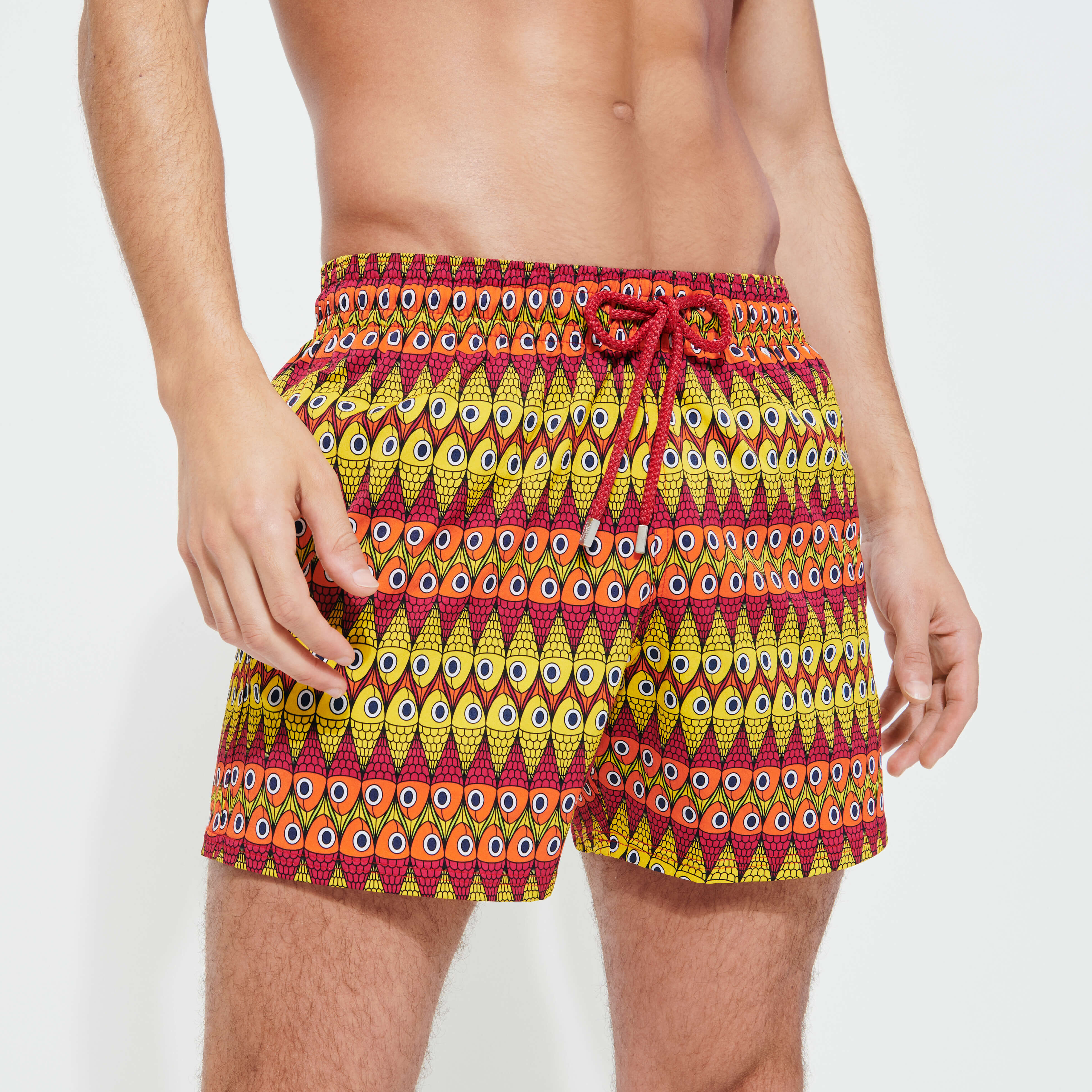 Elastic waist hot sale swim trunks