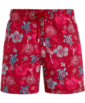 Men Swim Shorts Embroidered Tropical Turtles - Limited Edition Brick vista frontal