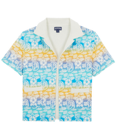 Chemise bowling en coton garçon Tahiti Turtles Blanc vue de face