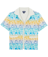Camicia bowling bambino in cotone Tahiti Turtles Bianco vista frontale