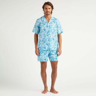 Iced Turtles Bowling-Hemd aus Baumwolle und Seide für Herren Weiss Vorderseite getragene Ansicht
