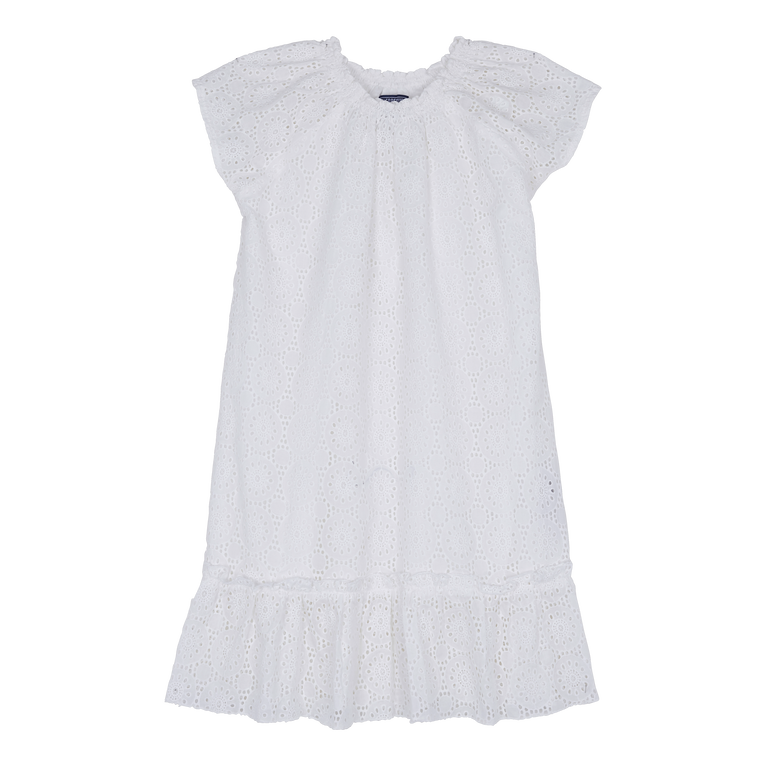 Broderies Anglaises Kleid Für Mädchen Aus Baumwolle - Gizelle - Weiss - Größe 4 - Vilebrequin