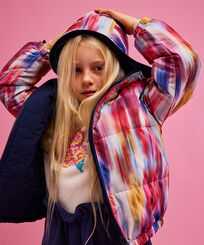 Sudadera de cuello redondo con bordado Hibiscus para niña Off white vista frontal desgastada