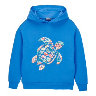 Felpa con cappuccio e stampa Turtle Fonds Marins Multicolores bambino Earthenware vista frontale
