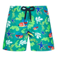 Boys Swim Trunks Ultra-light and Packable Naive Fish Emerald front view