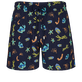 Naive Fish Badeshorts mit Stickerei für Herren – Limitierte Serie Marineblau Vorderansicht