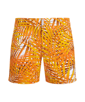 Men Stretch Short Swim Shorts Flat Belt Palm Leaves Mango front view