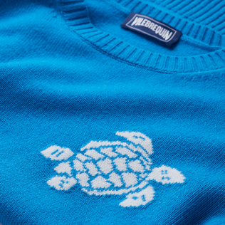 Men Wool and Cashmere Sweater Turtle Neon blue details view 1