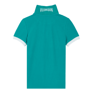 Cotton Pique Boys Polo Shirt Solid Tropezian green back view