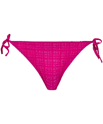 Women Bikini Bottom Mini Brief to be tied Plumetis Crimson purple front view