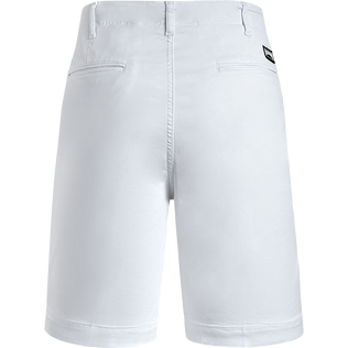 Men Tencel Bermuda Shorts Solid Weiss Rückansicht