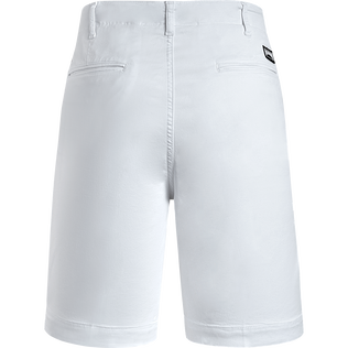 Men Tencel Bermuda Shorts Solid White back view