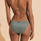 Braguita de bikini de corte brasileño con tiras laterales para anudar y estampado Pocket Checks para mujer Bronce vista trasera desgastada