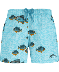 Boys Swim Shorts Graphic Fish - Vilebrequin x La Samanna Lazulii blue front view
