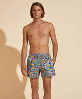 Men Stretch Swim Shorts Animals - Vilebrequin x Okuda San Miguel Multicolor front worn view