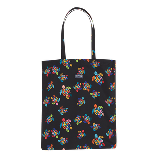 Tote bag Over the rainbow turtles Negro vista frontal