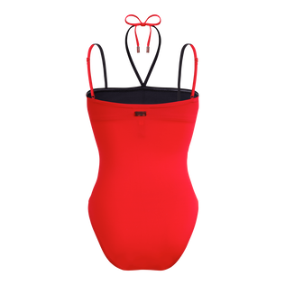 Maillot de bain une pièce à nouer femme Bicolore Noir vue de dos