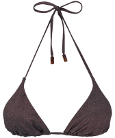 Women Triangle Bikini Top Changeant Shiny Burgundy front view