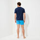 Men Organic Cotton T-Shirt Solid Navy back worn view