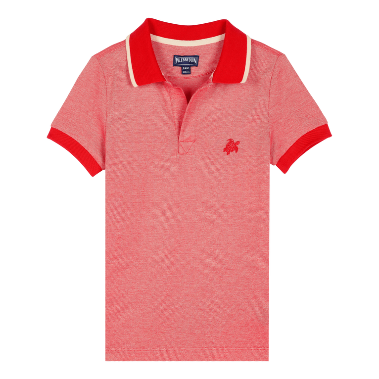 Polo De Piqué De Algodón De Color Liso Cambiante Para Niño - Polo - Pantin - Rojo